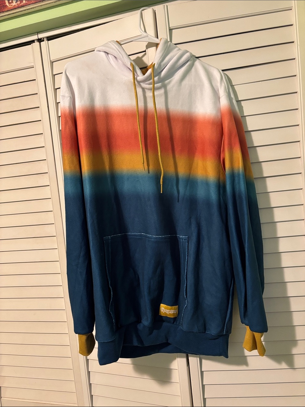 Tipsy Elves Women’s Ombre Pullover Hoodie in White, Red, Yellow, Blue